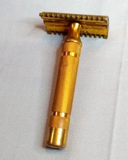 Gillette Safety Razor Gold Plated Open Comb 1930s VG+