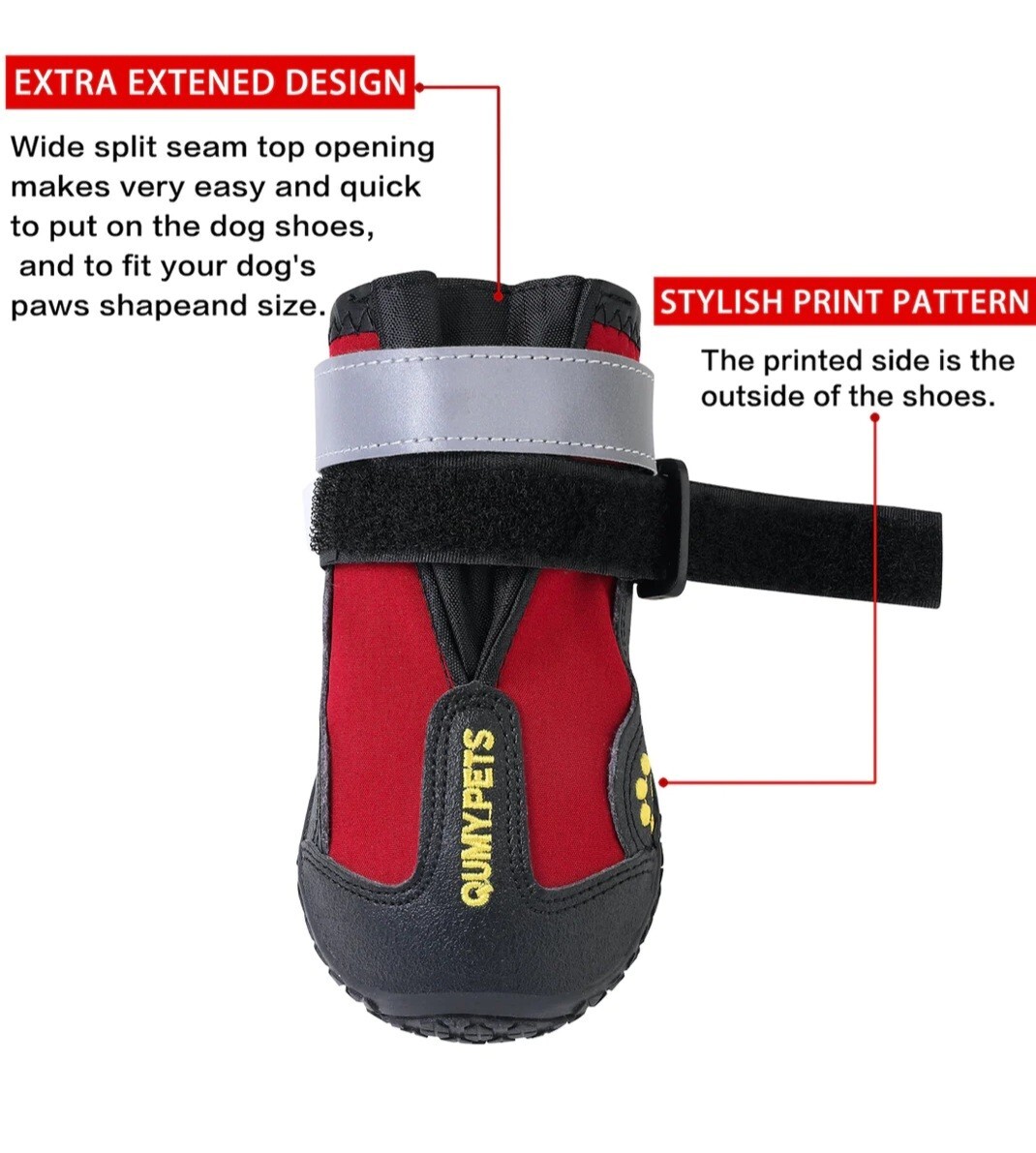 QUMY Dog Shoes for Dogs, Dog Boots & Paw Protectors for Winter Snowy