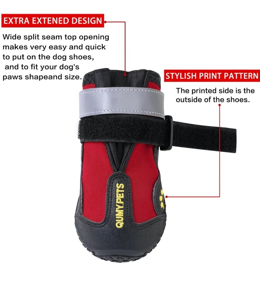 QUMY Dog Shoes for Dogs, Dog Boots & Paw Protectors for Winter Snowy