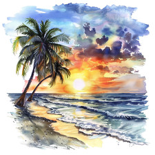 Wall Decal Sticker Tropical Summer Beach Wall Sticker 18X18cm Large