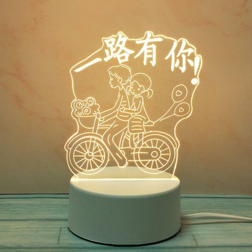 3D LED Night Light USB Chrome Small Table Lamp Hearts Novel Illusion Lamp Girl - Picture 28 of 33