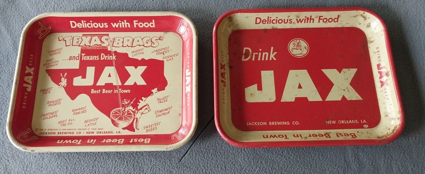 Lot Of Jax Beer TEXAS BRAGS & JAX Serving Tray Jackson Brewing Co New Orleans LA - Picture 2 of 15