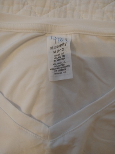 Lot of 2 Maternity Tops Tank B+W Stripe White V-Neck Side Ruching Size M 8-10 - Picture 5 of 5