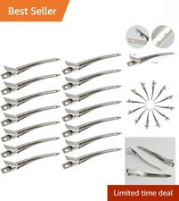 24 Silver Duck Bill Clips - 3.35-Inch Metal Hair Styling Accessories