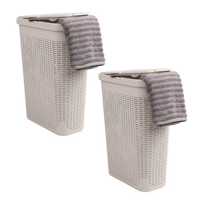 Mind Reader Slim Laundry Hamper Lid 40L Clothes Basket Narrow Tapered Design