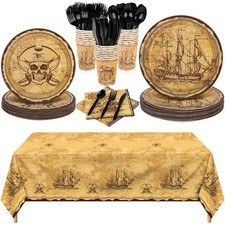 169-Piece Pirate Party Tableware Set - Plates, Napkins, Cups, Cutlery  Tableclo