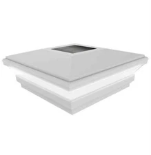 Vinyl Solar-Powered Contemporary Beveled Post Cap 5" X 5" Rechargeable Batteries