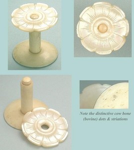 Antique Mother of Pearl Workbox Spool / Reel *  English * Circa 1850