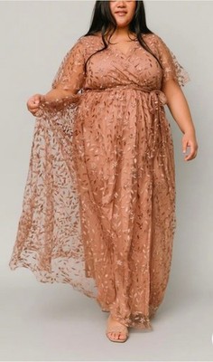 Nwt BALTIC BORN Plus 3X Champagne Marseille Embossed Maxi Dress