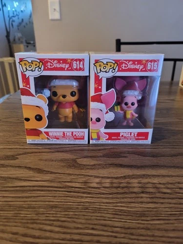 NEW Funko Pop! Disney Winnie The Pooh and Piglet Christmas Edition #614 #615 LOT