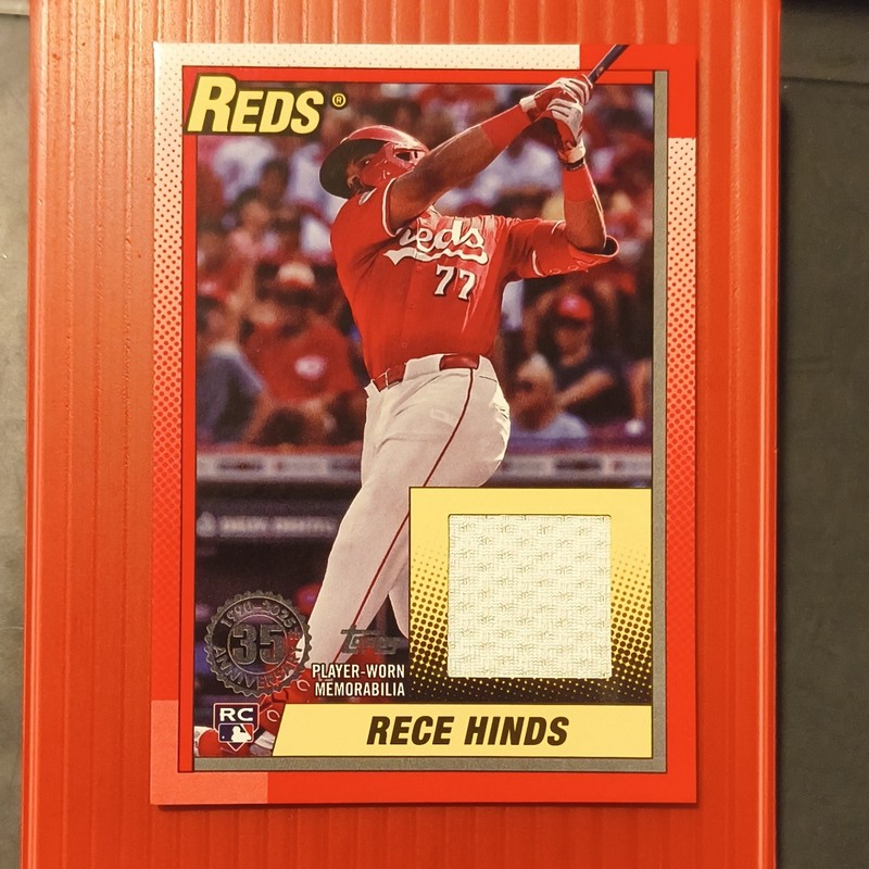Topps 2025 Series 2 1990 Topps Baseball Relics RC MEM Rece Hinds Reds #90R2-RH