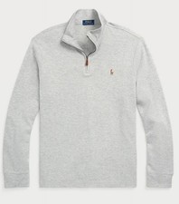 NWT Polo Ralph Lauren Big  Tall GRAY Estate Rib 1/4 Zip Cotton Pullover