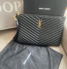 Saint Laurent YSL Monogram Large Clutch Schwa...
