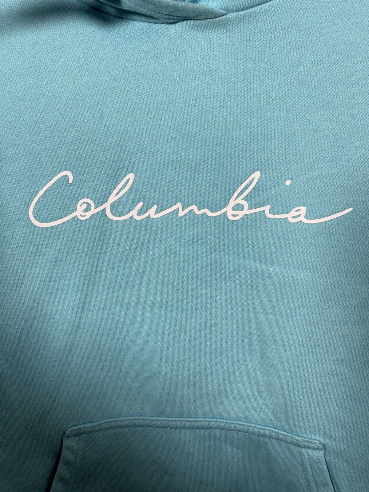 Columbia Turquoise Script Logo Pullover Hoodie Sw… - image 2