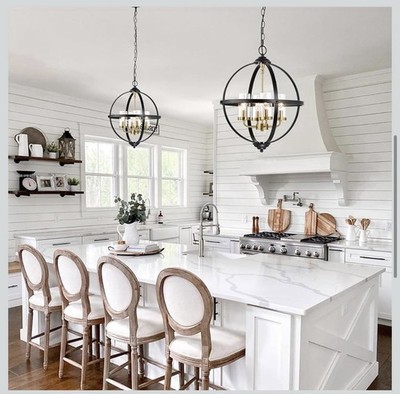Treekee RR003-SN Modern Chandelier, Black & Gold, 6-Light, Adjustable