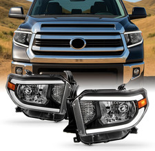 - Fits 2014-2020 Toyota Tundra Pickup Black Headlights Pair Driver Passenger W