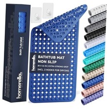 Bathtub Mat Non Slip 35x16, Incl. Hooks 34.5" x 15.5" Rectangular Royal Blue