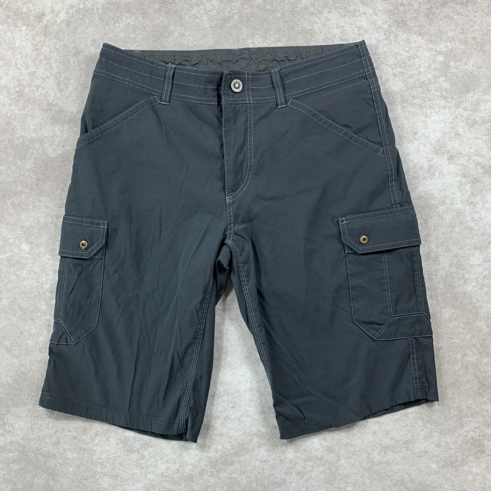 Kuhl Renegade Cargo Shorts Mens 32 Gray 12" Inseam Quick Dry Hiking Climbing
