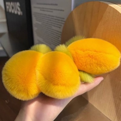 Cute Sweet Mango Real Rex Rabbit Fur Keychain Plush Ball Toy Women Ornaments