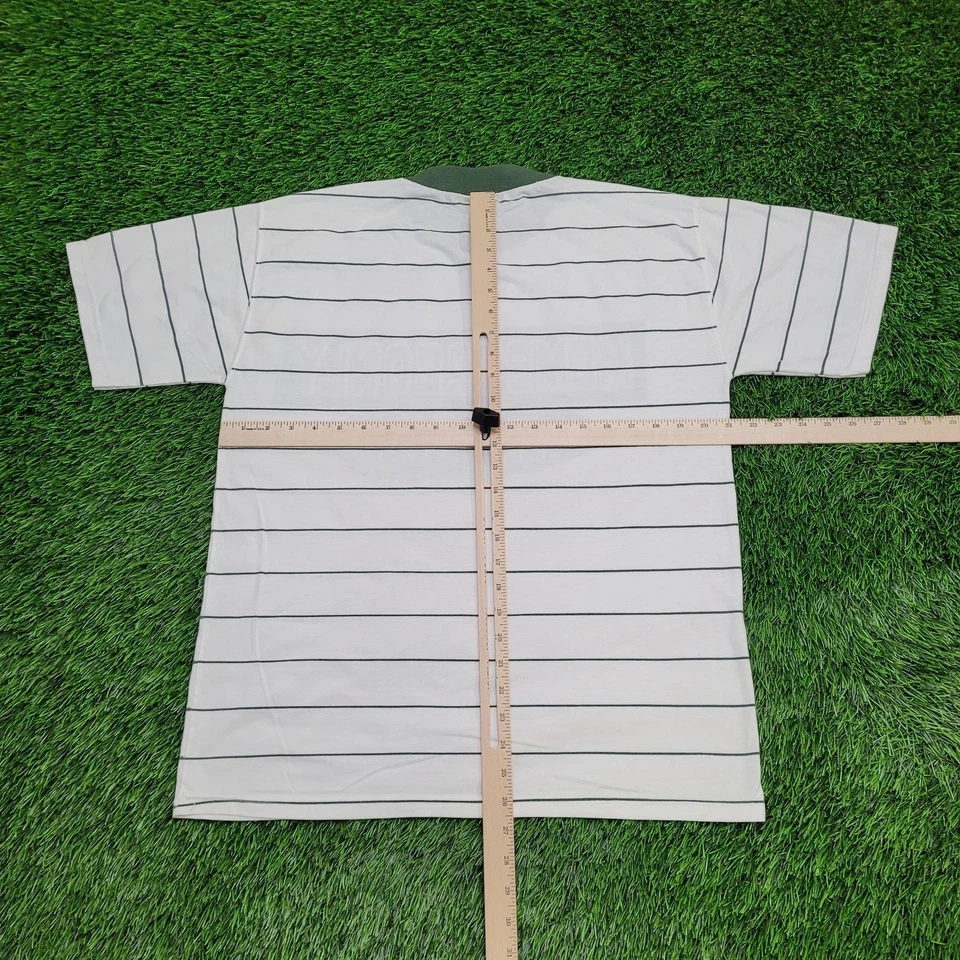Camisa Vintage Años 90 Solo Rayas Miembros M/L 21x27 Blanco Verde Foto 3 de 4