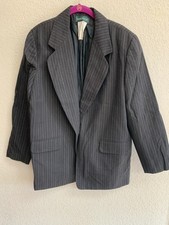 Harve Benard Black Pinstriped Lined Wool Jacket Size 12