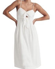 Madewell White Double Tie CutOut Sweetheart MIDI Dress SZ 8 Sold Out MSRP $149