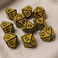 10 Pieces Polyhedral Faceted Dice | Decorative Scrollwork Panels, D10 Dice,