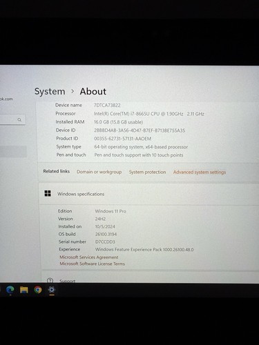 Dell Rugged Extreme 7220 11.6" HD, i7-8665U, 16GB, 1TB SSD, Win11P, 4G LTE, GPS - Picture 20 of 21