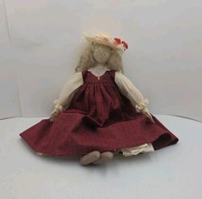 Handmade Cloth Doll 14" Prairie Dress Fabric Folk Art Primitive Country Decor