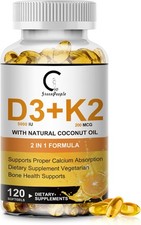 Vitamin D3 K2 Supplement with 5000 IU, 200 120 Count Pack of 1