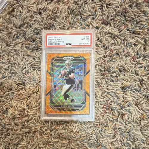 2022 Panini Prizm Football Orange Wave Drew Brees #215 PSA 7.5