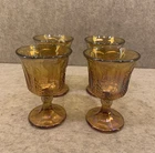 Vtg Indiana Carnival Glass Goblets Harvest Grape Iridescent Marigold Set Of 4