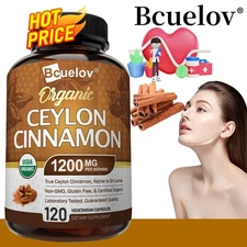 Organic Ceylon Cinnamon 1200 mg Capsules -Healthy Blood Sugar Levels-Bone Health