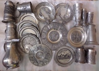 Zinn Konvolut Sammlung ca. 15 346 kg Teller Krüge Pokale Kannen Becher Löffel