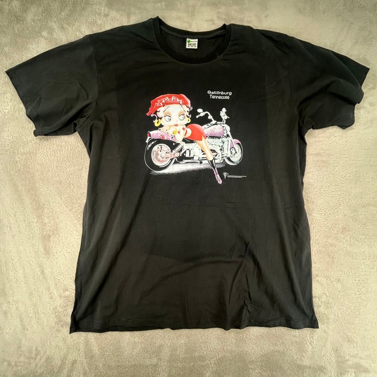 Merchize Mens Betty Boop Gatlinburg TN T-Shirt 2XL Black Preowned Biker Graphic