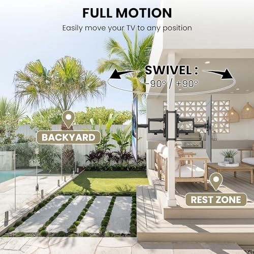 Zebozap ZZTVA2022 DIY NO Drill Full Motion Gazebo TV Mount | Outdoor TV Mount |H