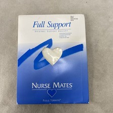 NIP NURSE MATES nurses WHITE Full Support Stockings Size C 6 mmhg Compression