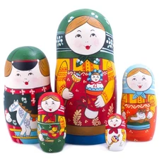 Russian Wooden Nesting Doll Traditional Matreshka Handmade Matryoshka 7"