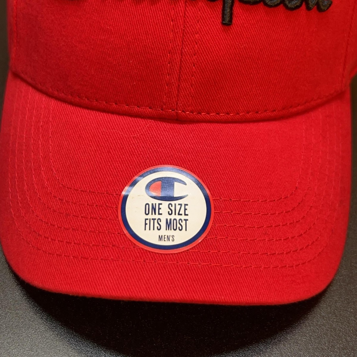 Champion Hat Cap Strap Back Mens One Size Red Script Logo Baseball NEW View 3