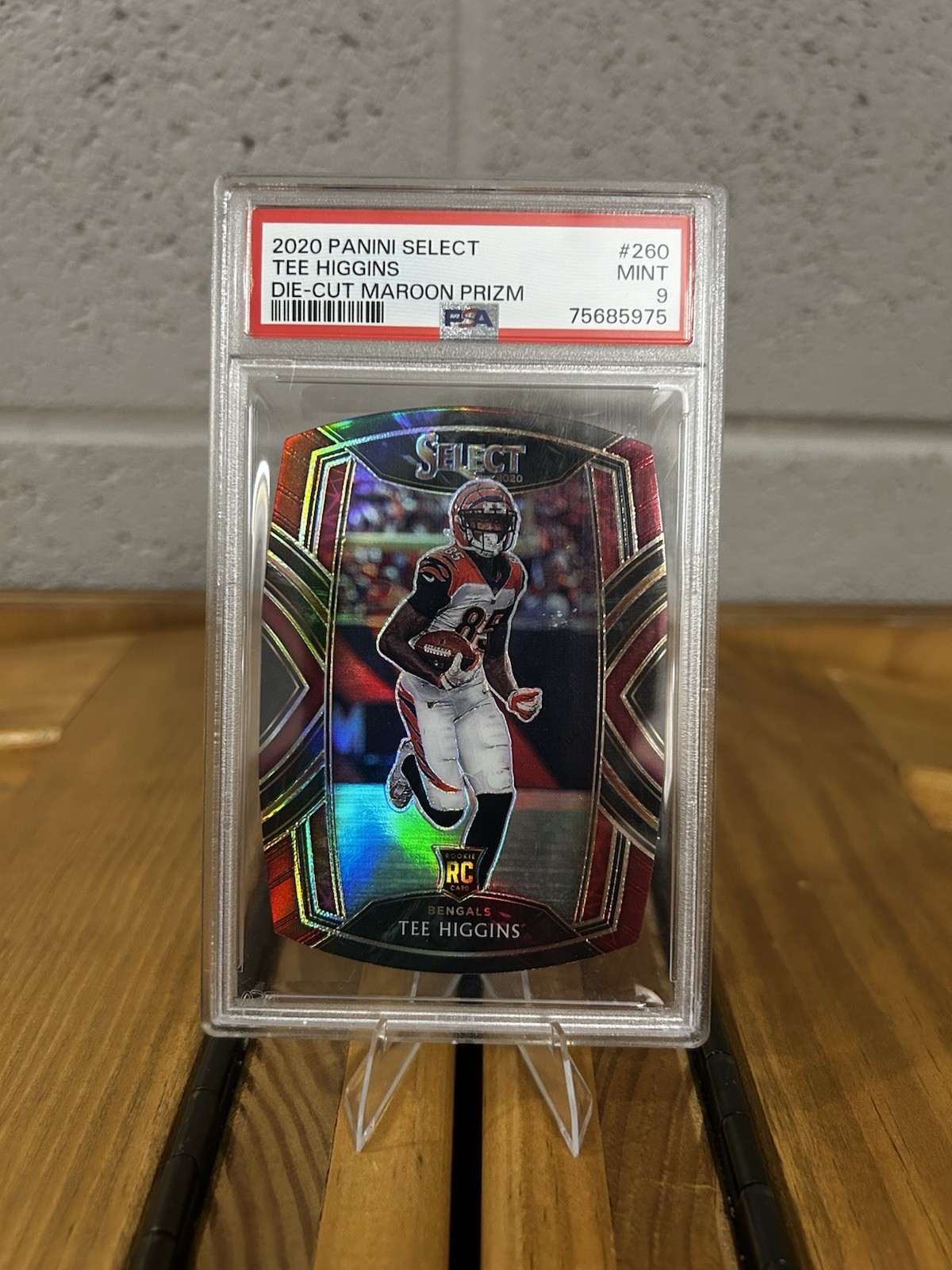 2020 Panini Select Club Level Tee Higgins Maroon Prizm Die-Cut Rookie PSA 9
