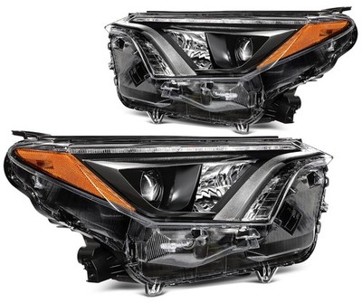 Front Pair LED Headlights Assembly For 2016-2018 Toyota RAV4 2.5L Black Amber