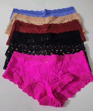 HANKY PANKY SIGNATURE LACE BOYSHORTS PANTIES ASSORTED COLORS PACK OF 6 SIZE M.