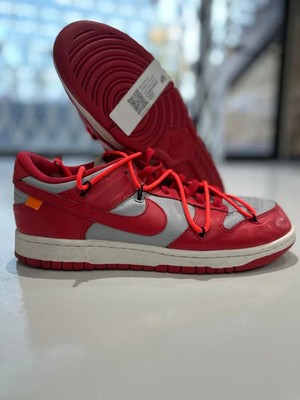 Used Nike Dunk Low Off-White University Red 435748 Size 9 NB SHIPS FAST