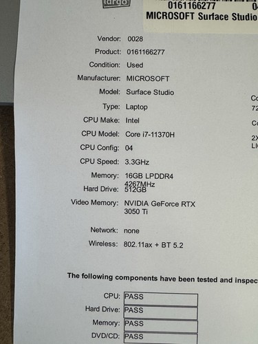 Microsoft Surface Laptop Studio 14.4" I7-11370H 16GB 512GB RTX 3050 Ti READ!!!! - Picture 13 of 17