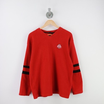 ProEdge Fleece Sweatshirt V-Ausschnitt Vintage Größe L Logo bestickt rot