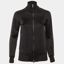Valentino Black Satin Zip Front Track Jacket S