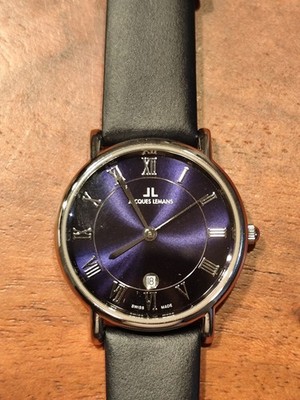 Jacques Lemans Armbanduhr Edelstahl Leder Quarz 28mm Datumsanzeige Saphir 1-979
