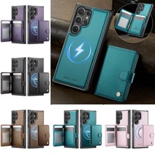 For Samsung Galaxy S26 Ultra S25 S24-S20 Magnetic Card Holder Leather Phone Case