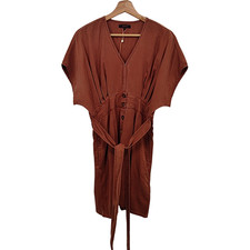 Quince Women Vintage Wash Tencel Button Front Dress Terracotta S