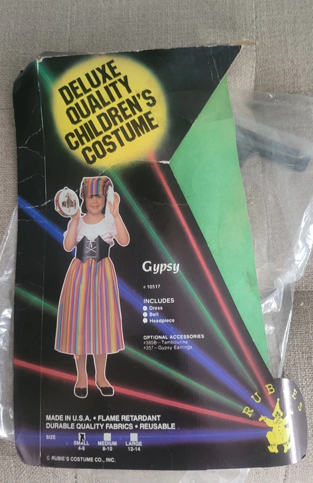 Disfraz Gitano Rubí Años 80 Vintage Niños Pequeño Hecho en EE. UU. #10517 Juego Completo Foto 4 de 4